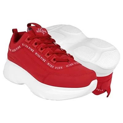 TENIS CASUALES DAMA MISS PINK 192-212 SUEDE ROJO