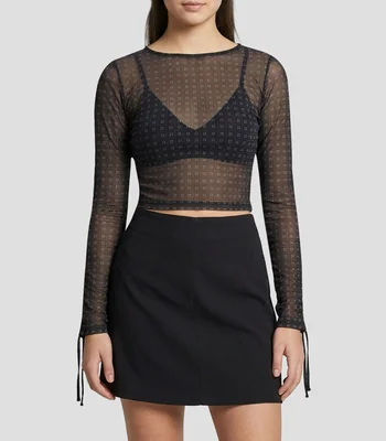 Blusa con estampado manga larga Mujer