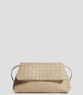 Bolsa shoulder beige en piel Giorno lisa Mujer