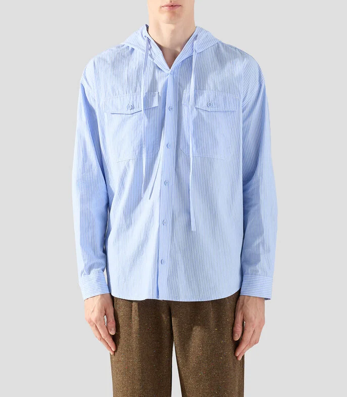 Camisa a rayas manga larga Hombre