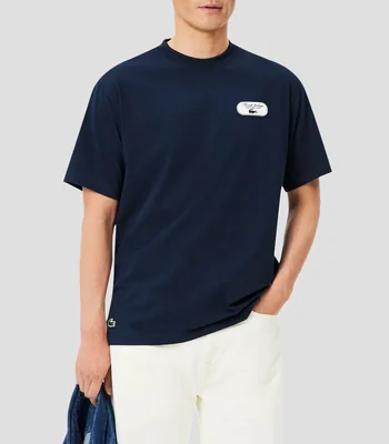 Playera cuello redondo manga corta con estampado Hombre