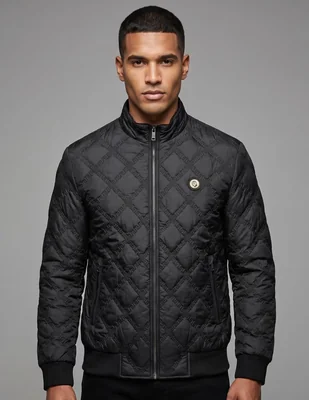 Chamarra Bomber JK-155-BLACK No de Vinipiel Bolsa con cierre para hombre