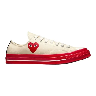 Tenis Converse x Comme des Garcons PLAY Chuck 70 Low Top Beige