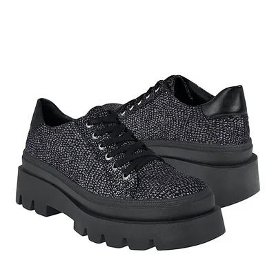 ZAPATOS CASUALES DAMA STYLO 153-00 GLITTER NEGRO