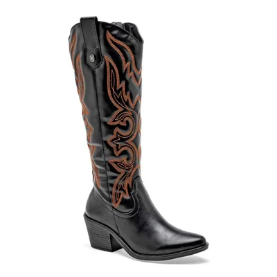 Mora west bota vaquera para mujer negro café cod 148097-E