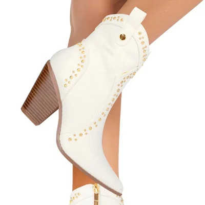 BOTA CORTA DAMA THALIA SODI TEXANO 1173110 COLOR BLANCO