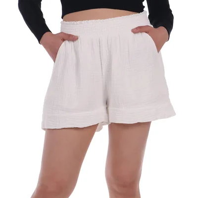 Short Cintura Fruncida Algodón Casual Dex para Mujer