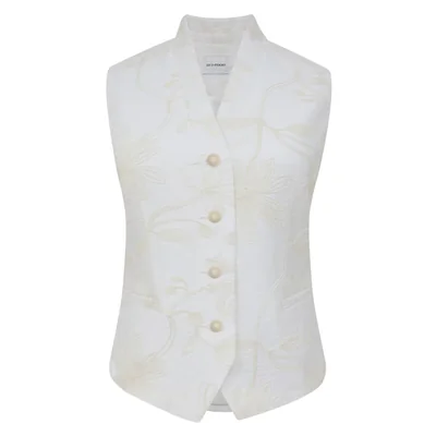 Chaleco Blanco con Bordado y Cuello Sastre para Mujer City Femme