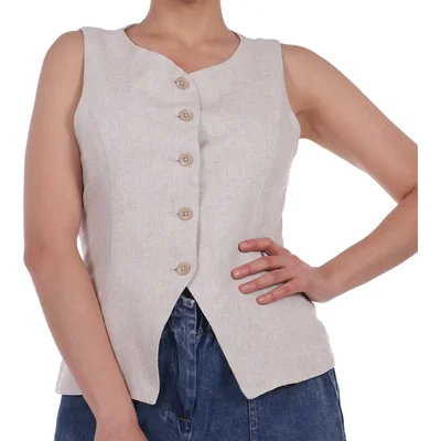 Chaleco de Lino con Botones Estilo Versátil Dex para Mujer