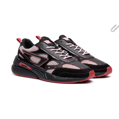 TENIS DIESEL SERENDIPITY BLACK/LAVA FALLS ESTILO DEPORTIVO NEGRO/ROJO