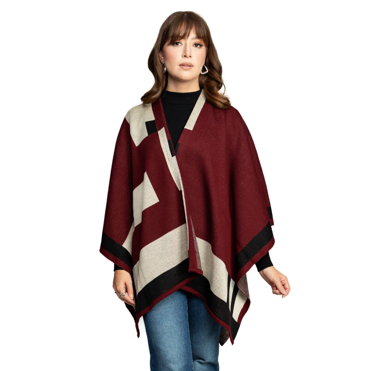 capa en tejido de punto bicolor para mujer