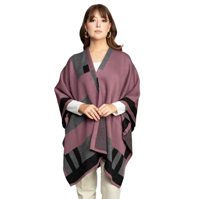 Capa  en tejido de punto bicolor para mujer