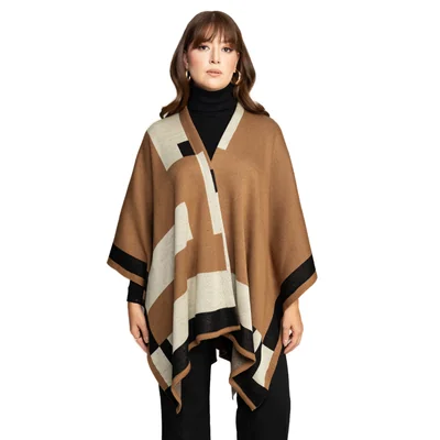 Capa  en tejido de punto bicolor para mujer