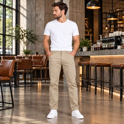 Pantalón Gabardina Hombre Beige Edwards