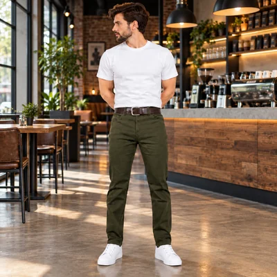 Pantalón Gabardina Hombre Verde Militar Edwards
