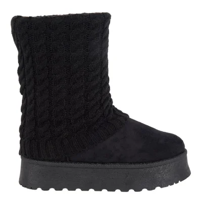 Bota de mujer, invernal, tipo Ugg, con tubo calcetín, acabado ante, suela tipo plataforma, color negro, mod. 1344530