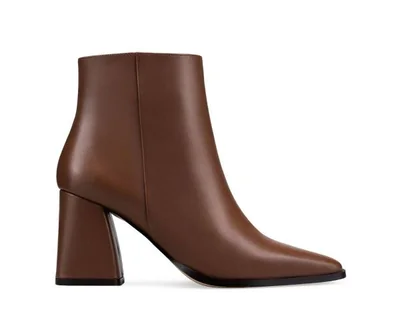 Botines Para Mujer Elegantes Botas Piel Lisa Davenia Mod. Paola Café