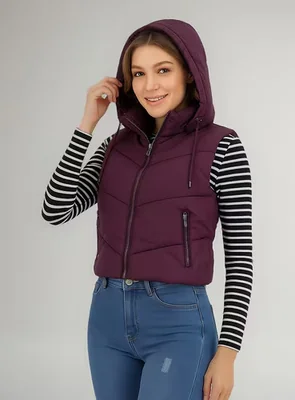 Chaleco Acolchado De Invierno Casual Sakers Morado Para Dama