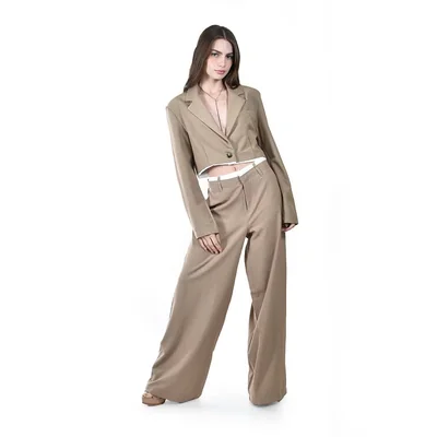 Traje Sastre Cropped Roman Fashion /juvenil 07377 (beige) Beige