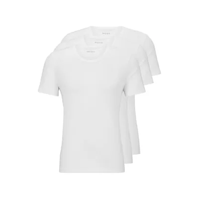 Camiseta Boss Para Hombre Paquete De 3 Blanca Cuello Redondo Pequeño - Venta Internacional.