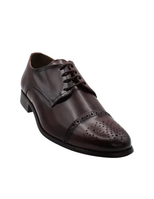 Zapatos De Vestir Leon 30108castaño Café Sintético Hombre