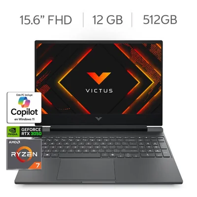 HP Victus 15-fb3031la Laptop Gaming 15.6" FHD NVIDIA GeForce RTX 3050 AMD Ryzen 7 7445H 12GB 512GB SSD