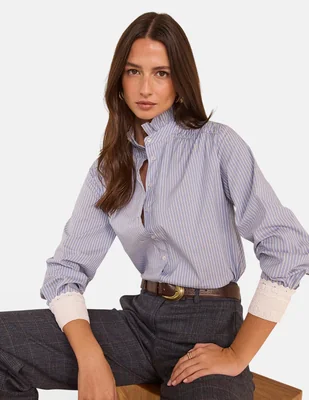 Blusa camisera manga larga para mujer