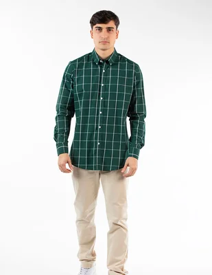 Camisa casual de algodón manga larga para hombre