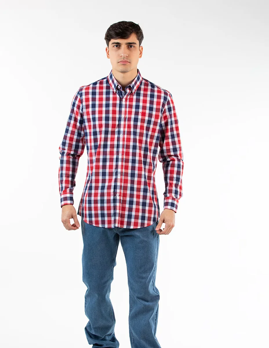 Camisa casual de algodón manga larga para hombre