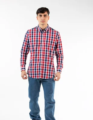 Camisa casual de algodón manga larga para hombre