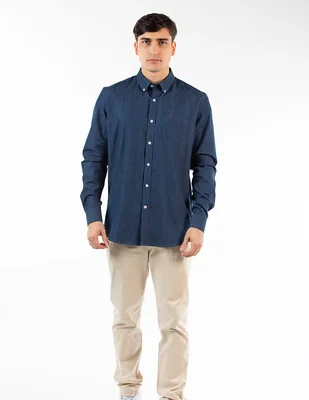 Camisa casual de algodón manga larga para hombre