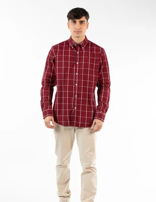 Camisa casual de algodón manga larga para hombre