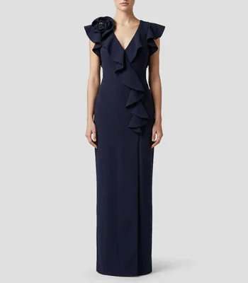 Vestido de fiesta largo liso Mujer