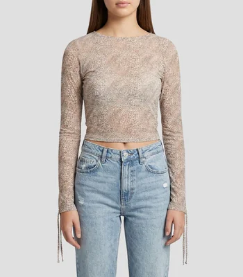 Blusa animal print manga larga Mujer