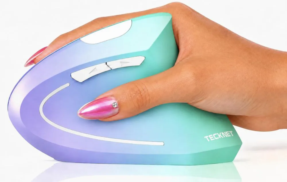 Ratón TECKNET Vertical Inalámbrico 2.4GHz USB Verde/Violeta