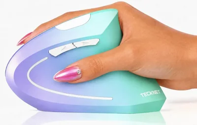 Ratón TECKNET Vertical Inalámbrico 2.4GHz USB Verde/Violeta
