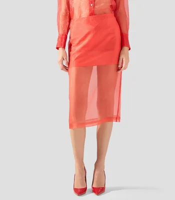 Falda midi de corte recto liso Mujer