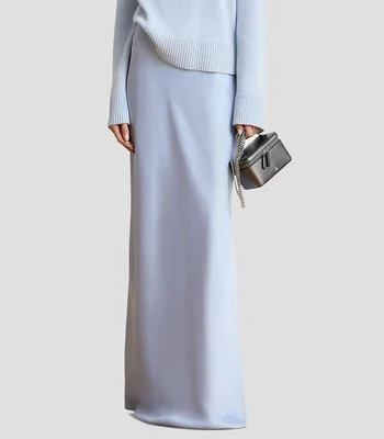 Falda maxi de corte evasé lisa Mujer