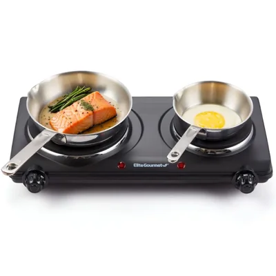 Quemador doble de hierro fundido para encimera Elite Gourmet EDB-302BF