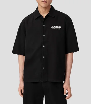 Camisa con microdiseños manga corta Synth Hombre