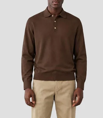 Playera tipo Polo manga larga liso Hombre
