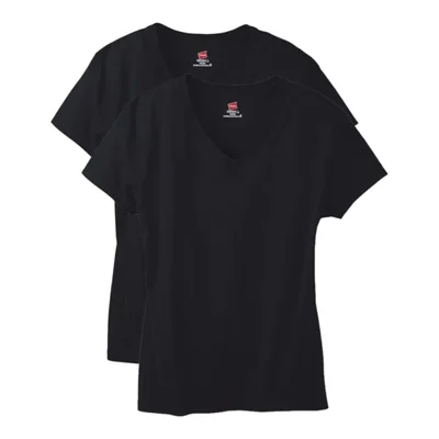 Camiseta Hanes de cuello en V negra talla M (EE. UU.)
