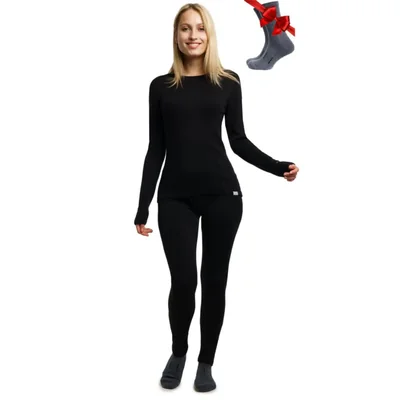 Conjunto de capa base Merino.tech para mujer talla X-Large 250 g/m² negro