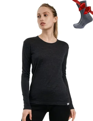 Camiseta térmica Merino.tech talla mediana 165 g/m² color carbón + calcetines