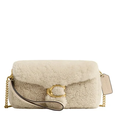 Bolso Coach Tabby de hombro cruzado con cadena piel de cordero beige talla única