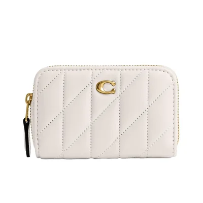 Cartera Coach acolchada de cuero tipo almohada 11 cm color tiza