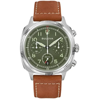 Reloj Bulova 96B482 Cronógrafo Militar 43mm Cuero