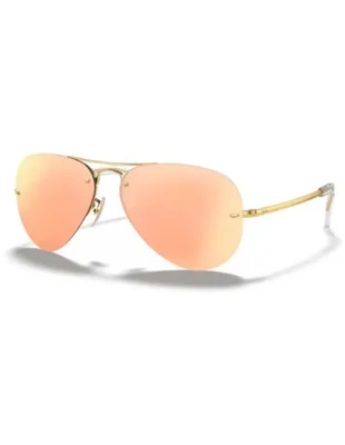 Anteojos Lentes Sol Ray Ban Aviator RB3449 0012Y 59-14 Espejo dorado y cobre