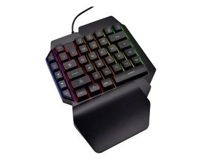 Teclado Gamer Virtual Zone color Negro Usb Retroiluminado A Una Mano