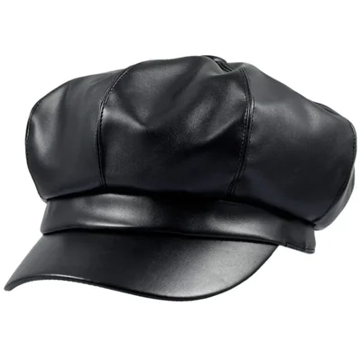 Gorro Sportmusies de 8 paneles negro de cuero PU para mujer